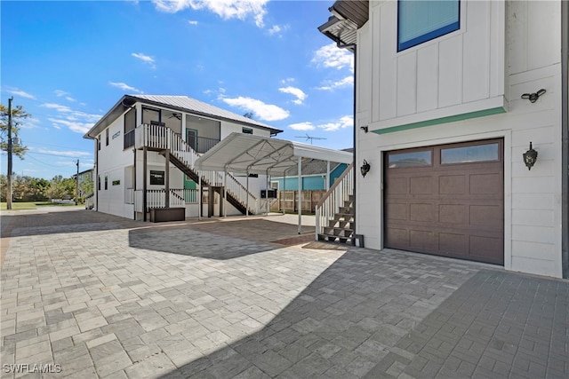 exterior space featuring a garage