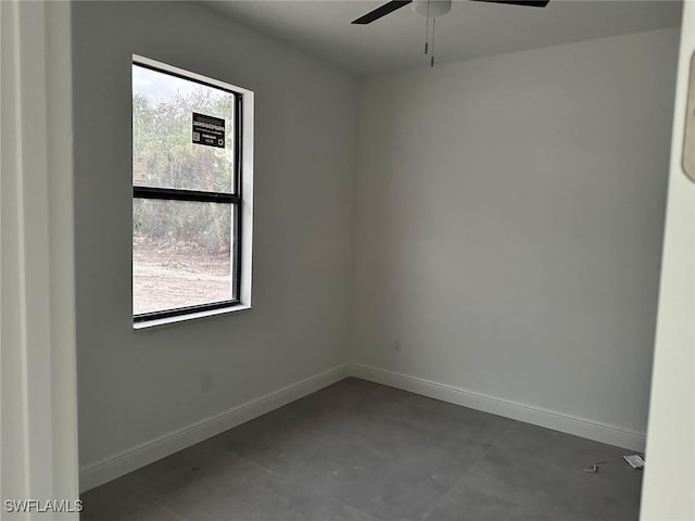 spare room featuring ceiling fan