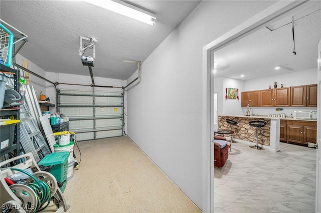 garage with a garage door opener