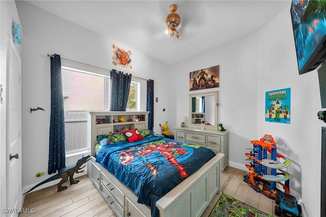 bedroom featuring light hardwood / wood-style flooring