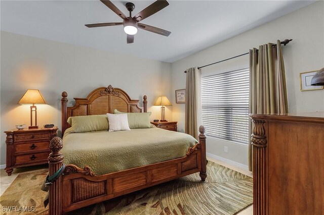 bedroom featuring ceiling fan