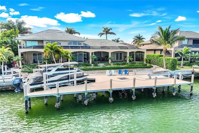 dock area with a water view