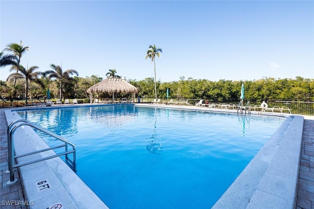 view of pool with a gazebo