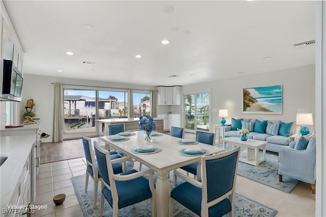 view of tiled dining space