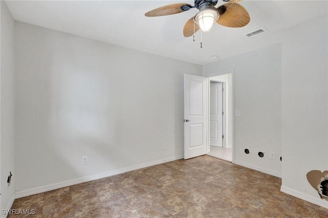 spare room featuring ceiling fan