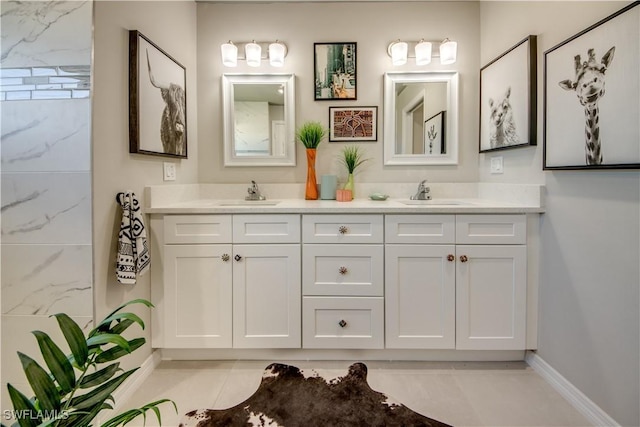 bathroom featuring vanity and tile patterned flooring