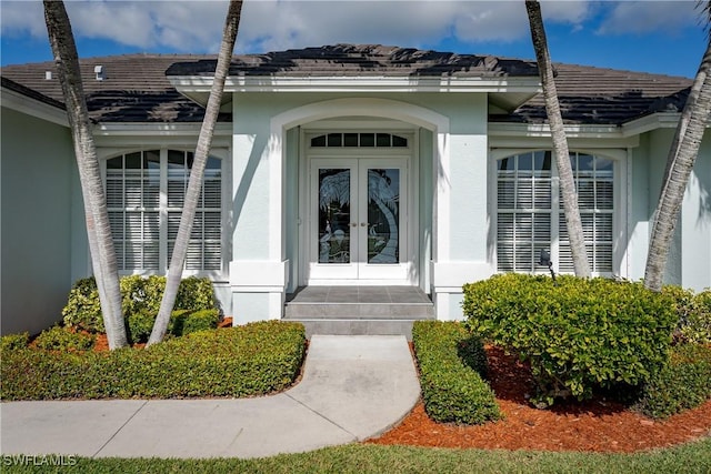 property entrance with french doors