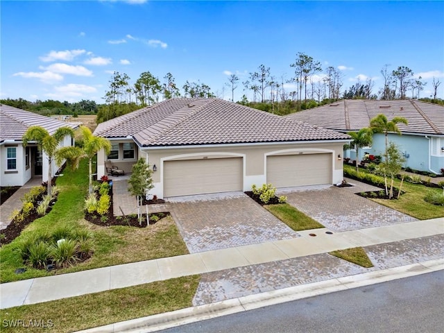 view of front of house with a garage