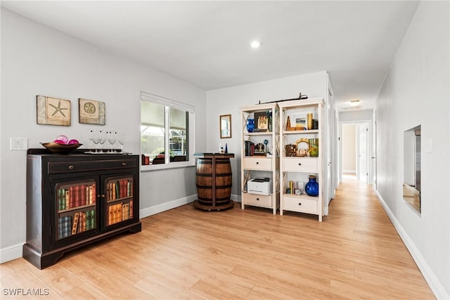 living area featuring light hardwood / wood-style floors