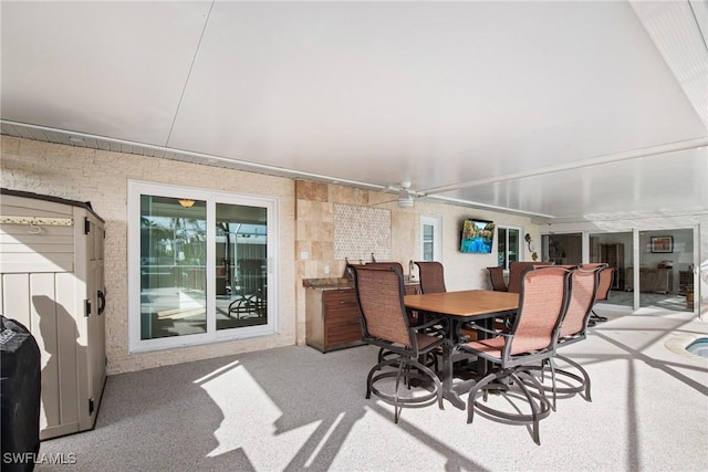 view of carpeted dining room