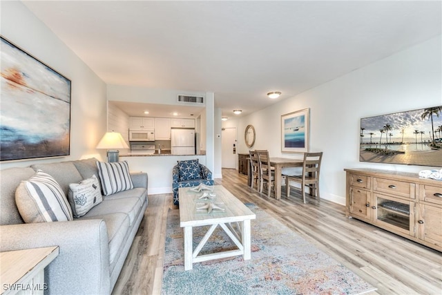 living room featuring light hardwood / wood-style flooring