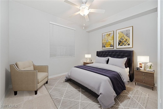 bedroom featuring ceiling fan