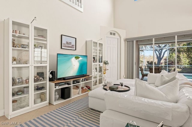 view of tiled living room