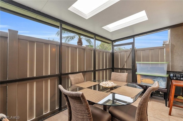 sunroom with a skylight