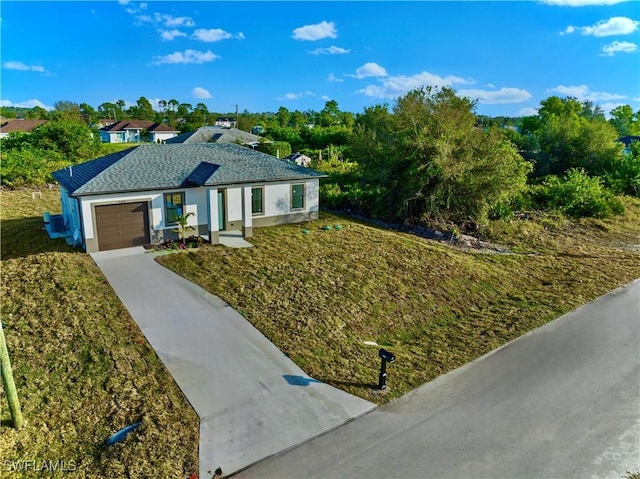 single story home with a garage