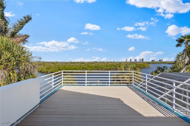 deck with a water view