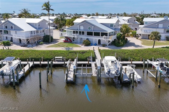 view of dock featuring a water view