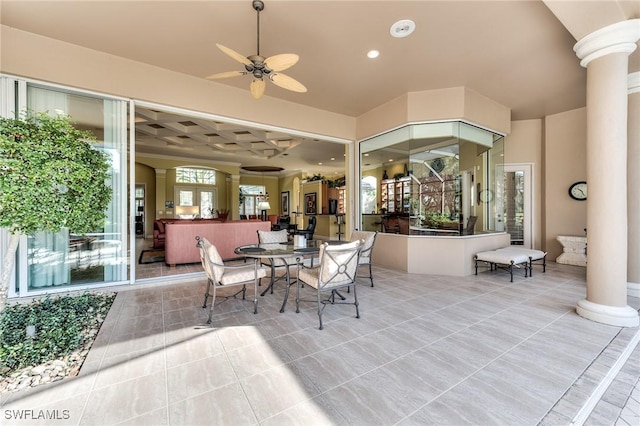 view of patio / terrace featuring ceiling fan