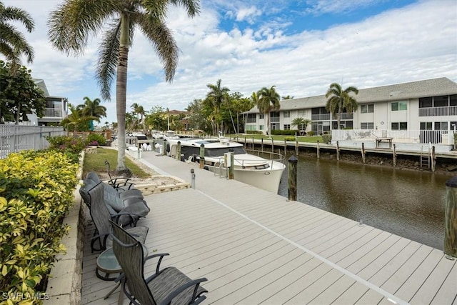 view of dock featuring a water view