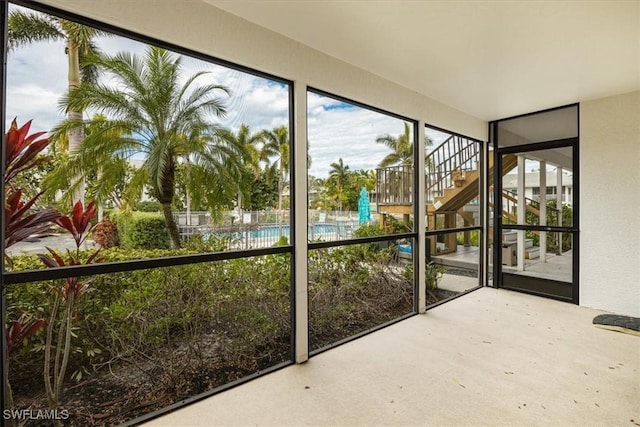 view of unfurnished sunroom