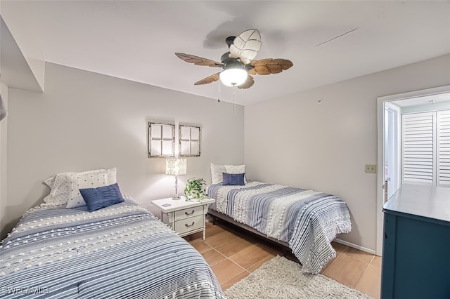 bedroom featuring ceiling fan