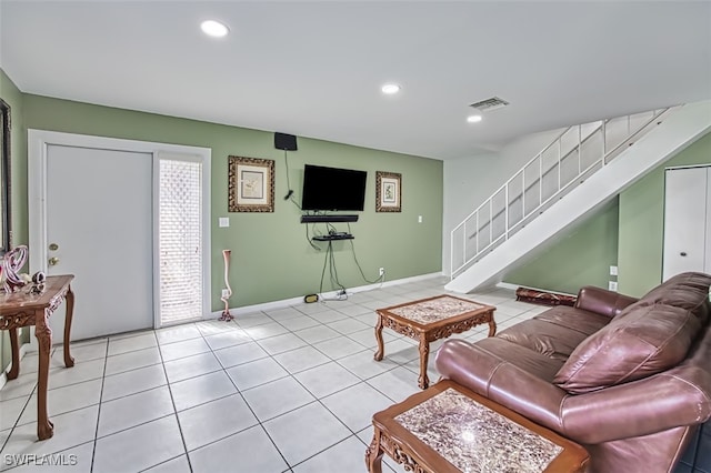 view of tiled living room