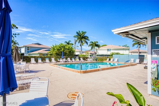 view of pool featuring a patio area