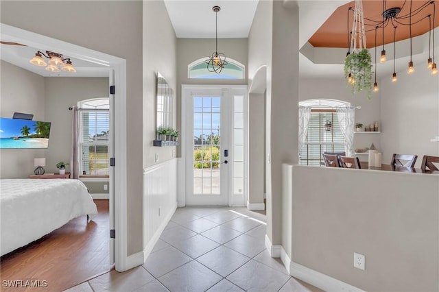 foyer entrance featuring light tile patterned floors