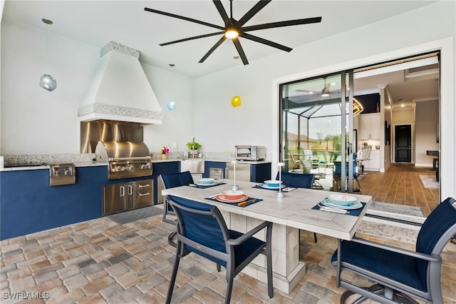 dining space featuring ceiling fan