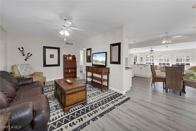 living room featuring light hardwood / wood-style flooring