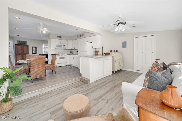 living room with light hardwood / wood-style floors