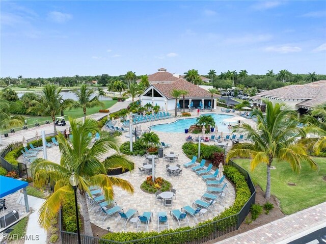 view of pool featuring a patio