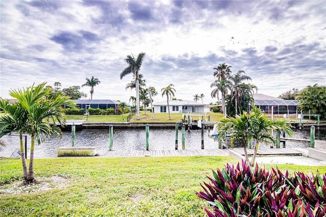 water view with a boat dock