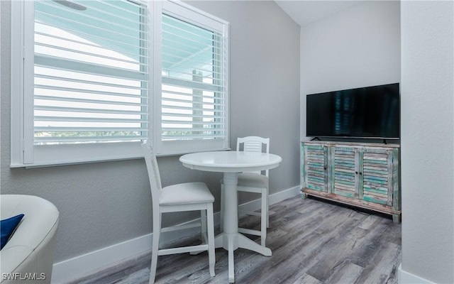 dining room with hardwood / wood-style flooring