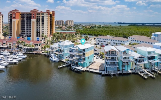 bird's eye view featuring a water view