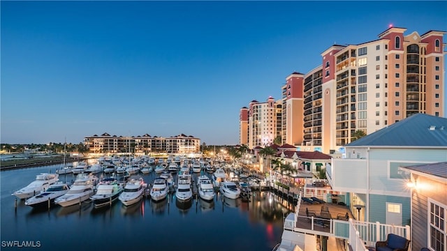 water view with a boat dock