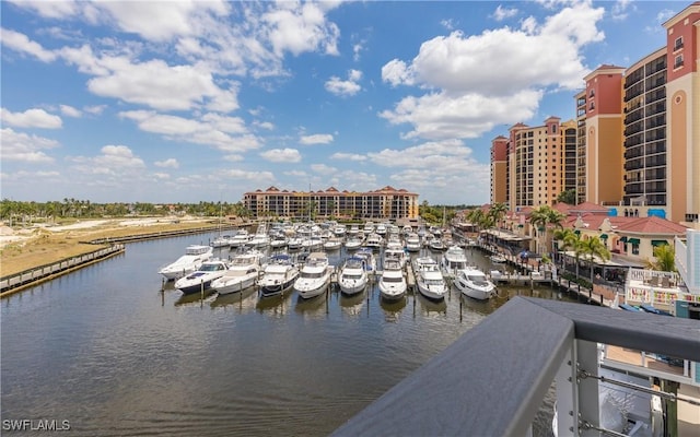 water view with a dock