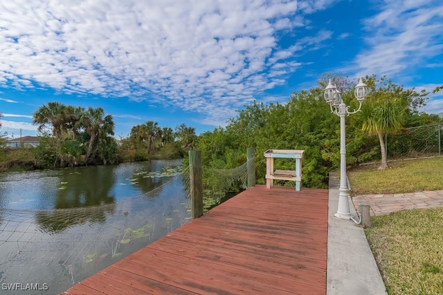 view of dock featuring a water view