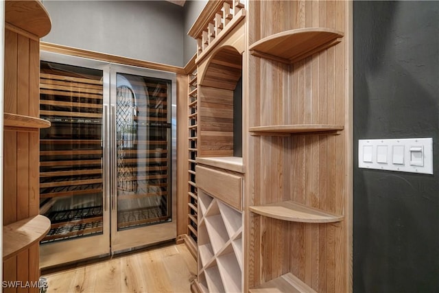 wine area featuring light hardwood / wood-style floors