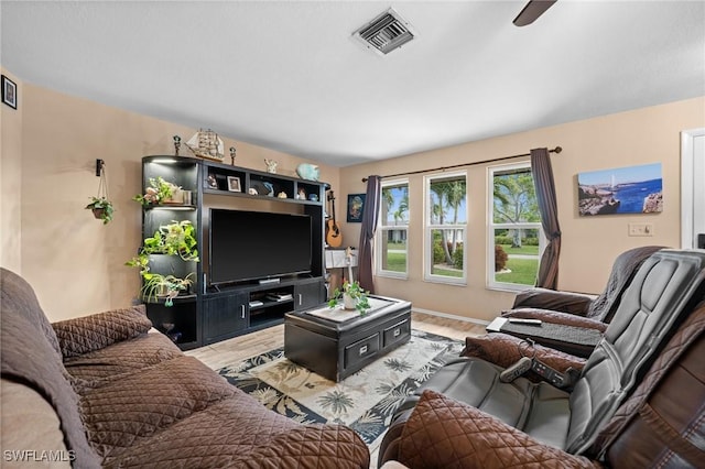 living room with hardwood / wood-style floors