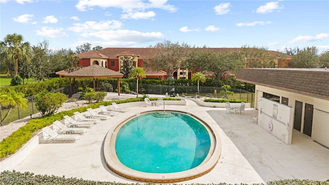13663 Mcgregor Village Dr Unit 19, Fort Myers, FL 33919 - pool with a gazebo, fence, and a patio