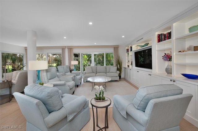 living room with light wood-type flooring