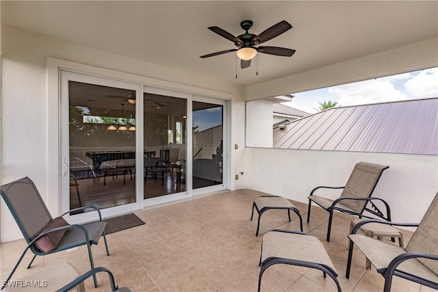 view of patio with ceiling fan