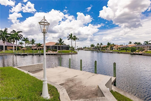 view of dock featuring a water view