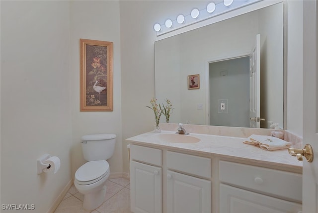 bathroom featuring tile patterned floors, toilet, and vanity