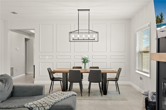 view of tiled dining room