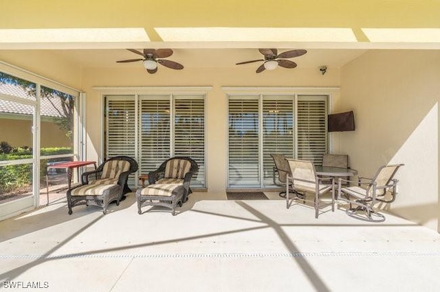 view of patio with ceiling fan