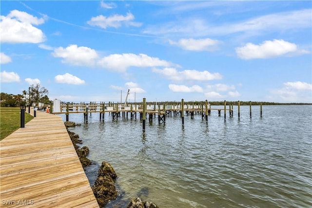 dock area featuring a water view