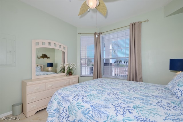 bedroom featuring ceiling fan