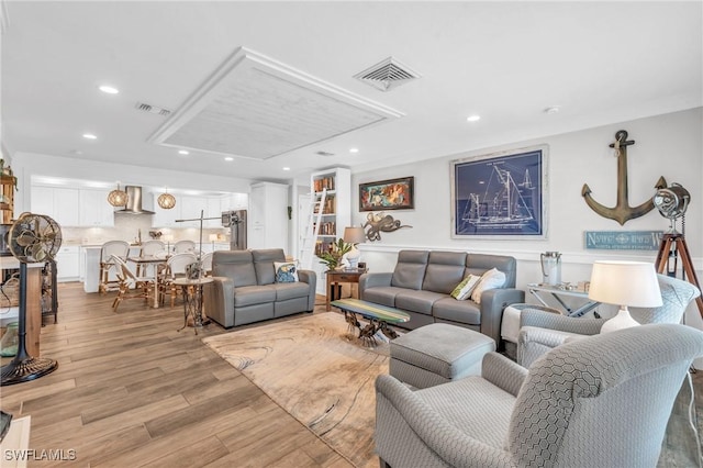 living room featuring light hardwood / wood-style flooring